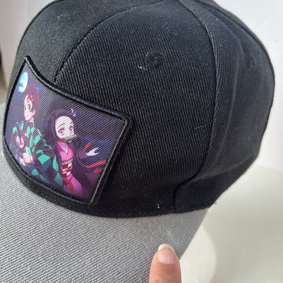 Demon Slayer Tanjiro and Nezuko Snapback Cap Hat Black Gray Adjustable One Size - Picture 8 of 12